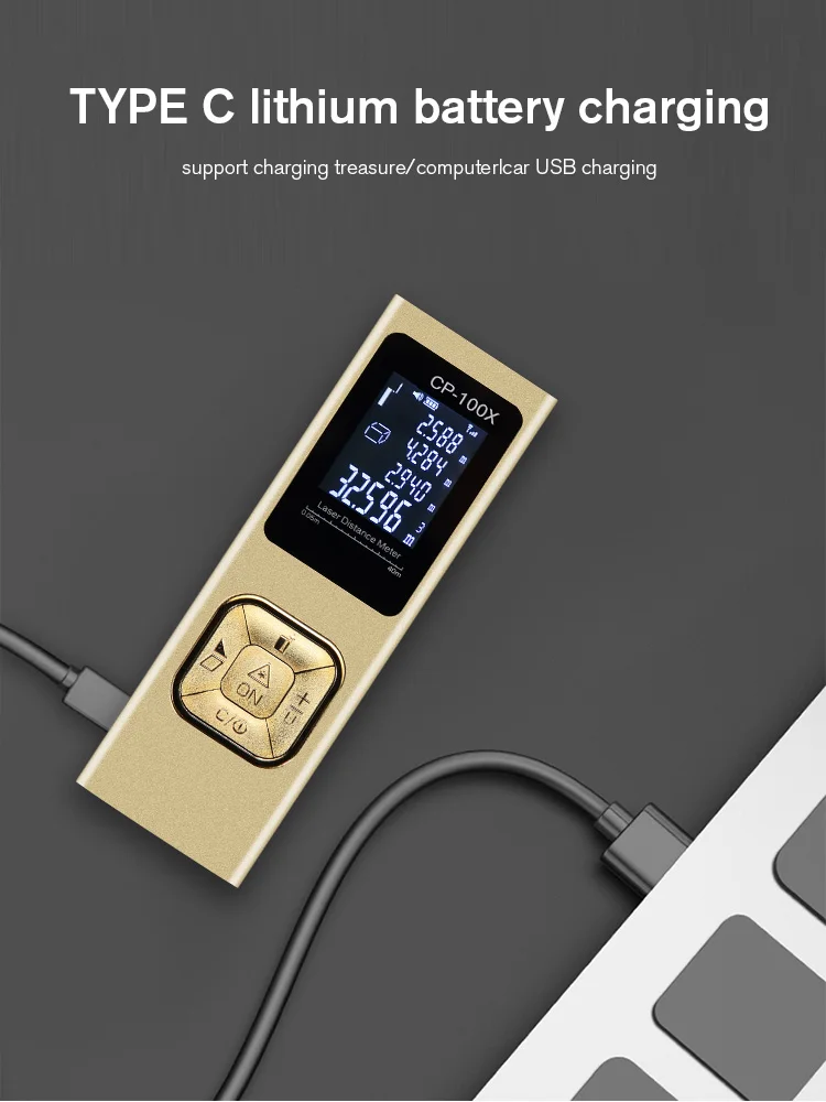 Jufune CP-40X 40m-100m Digital Mini Metal USB Charging Type-C Laser Measure Distance Meter Rangefinder