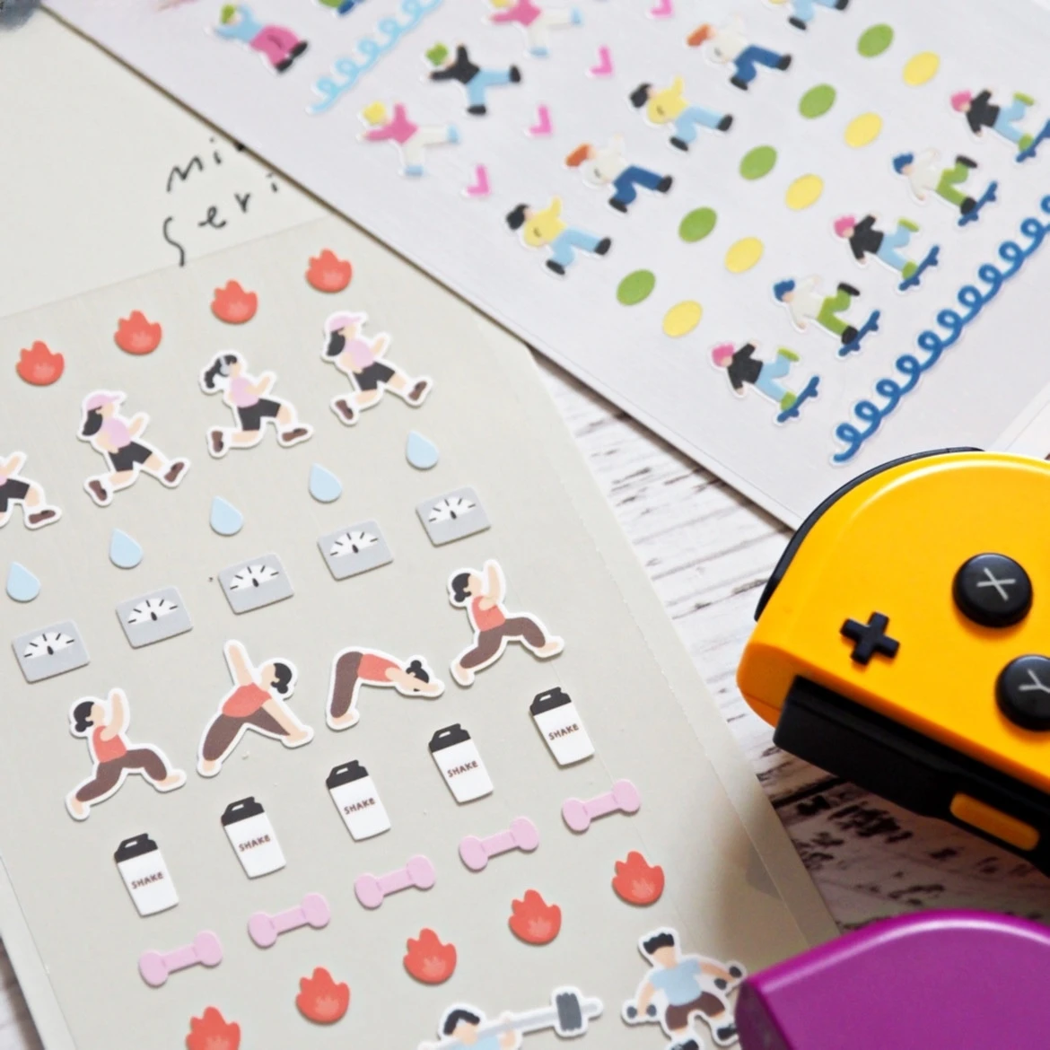 Korean Import Suatelier Mini Sports Skateboard Yoga Running Stickers Scrapbooking Diy Sticker Diary Stationery School Supplies