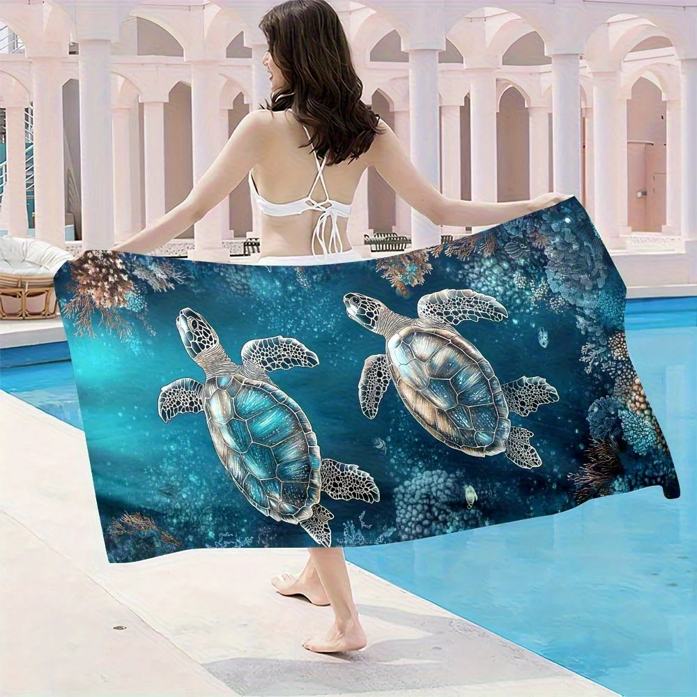 Microfiber Beach Towel Quick Dry Beach Towel sea turtle underwater pattern sunscreen windproof beach pool camping travel blanket