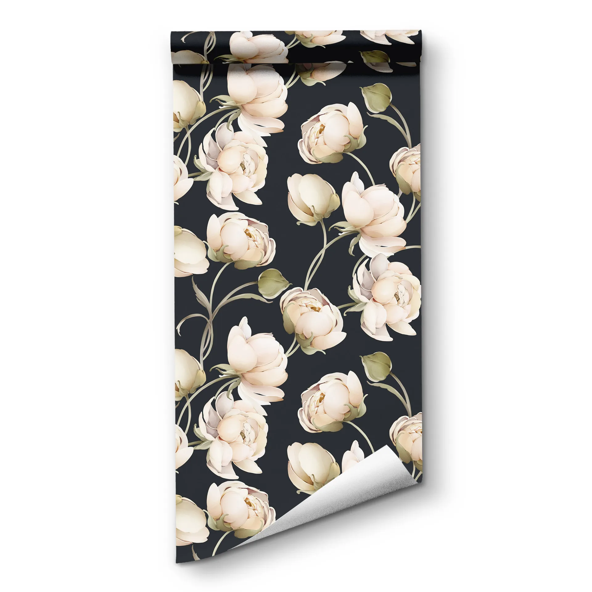 Vintage Floral Peel and Stick Wallpaper, Black Botanical Wildflower Removable Wall Mural, Self-Adhesive Wall Paper for Bedroom