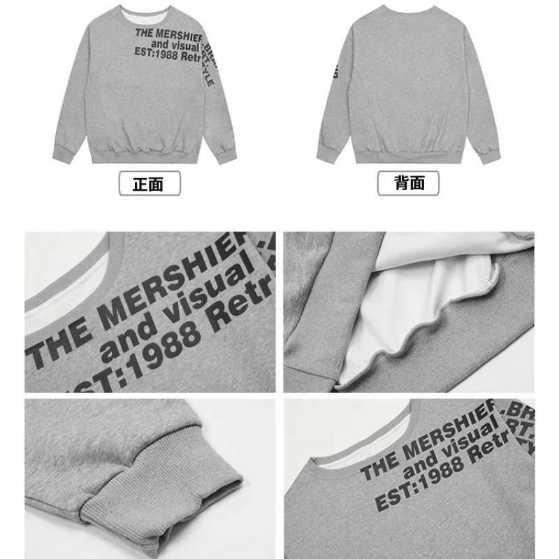 Women Retro Cotton Irregular Off Shoulder Sweatshirt Letter Print High Street Medium Length Top American Style Oversized Hoodie