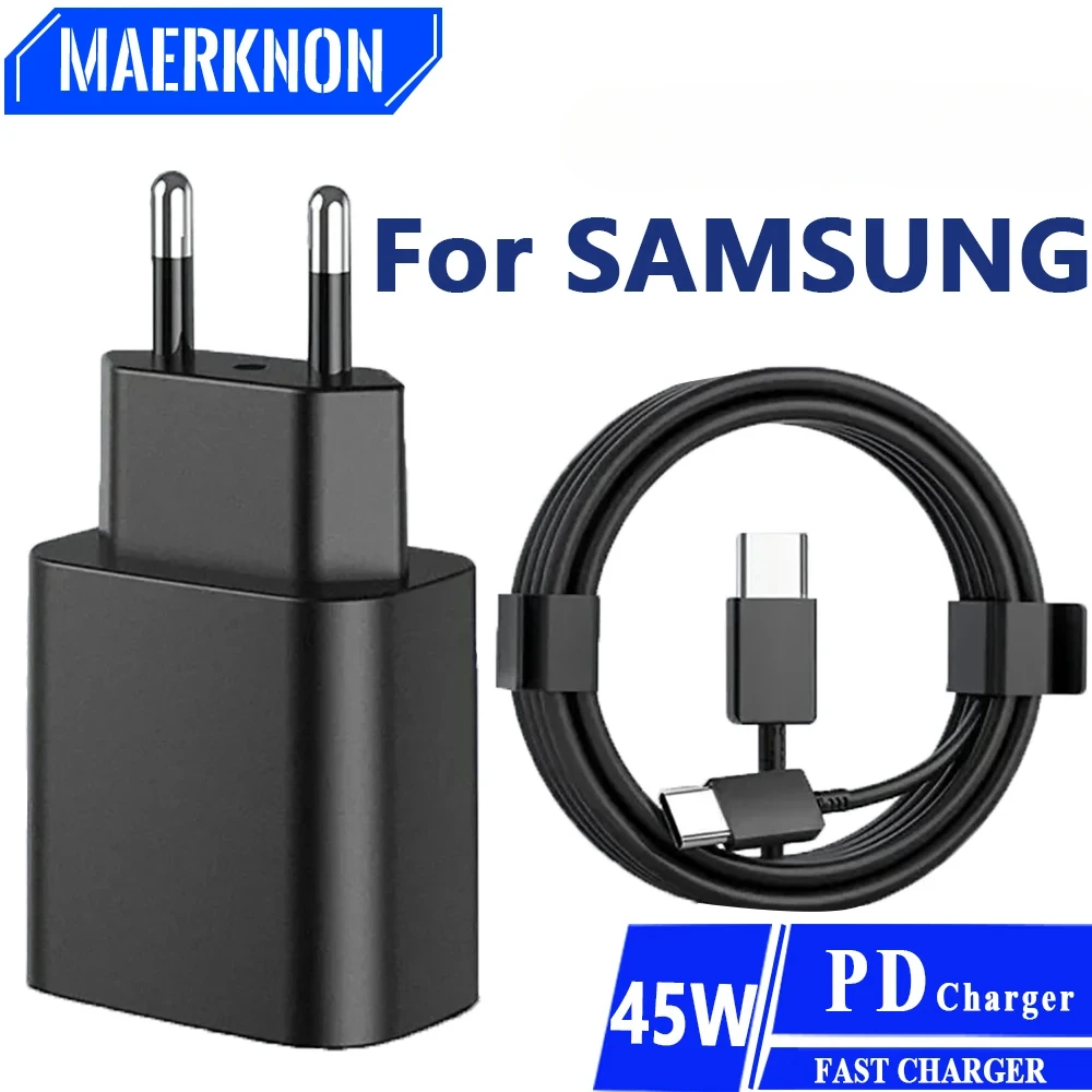 45W PD Fast Charger for Samsung Galaxy S24 S23 S22 Ultra USB C Mobile Cell Phone Type C Cable High Speed Charging Wall Adapter