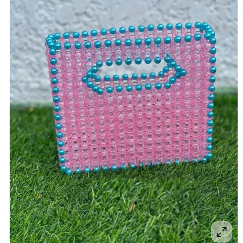 Women's Small Square Bag Casual Versatile Niche Design Handmade Bead Bags for Women Customizable Color Wholesale Ladies Handbag
