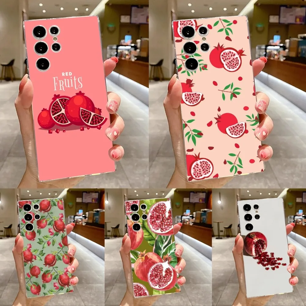 

Food Fruit Red Pomegranate Phone Case For Samsung Galaxy A71,70,52,51,40,31,A50,30S,21S,Note20ultra Transparent Cover