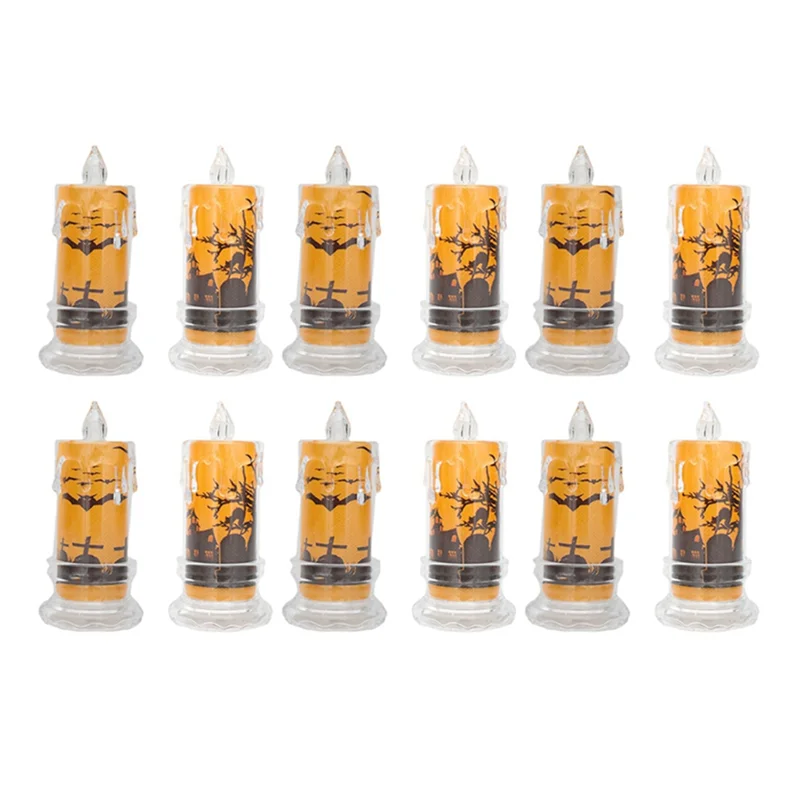 A56X 12PCS Halloween Kerze Halloween Flammenlose Kerzen Licht Dekorative LED Kerze Lampe