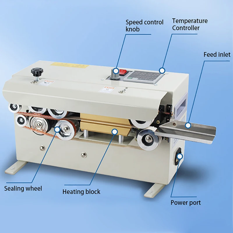 Continuous Sealing Machine Tabletop Small Commercial Plastic Bag Sealer Aluminum Foil Tea Bag Food Packaging Machine