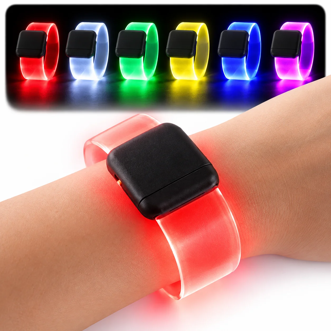 LED Luminous Wristband, Transparent Flashing Light Up Bracelet, Glow Band for Concert Event Party Decoration