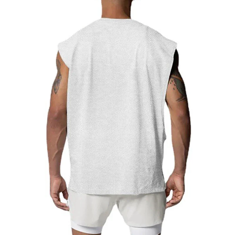 NO PAIN NO GAIN Running Vests Summer Cut Off Bodybuilding Tank Tops Men Gym Clothing Mesh Quick Dry Fitness Sleeveless Shirt