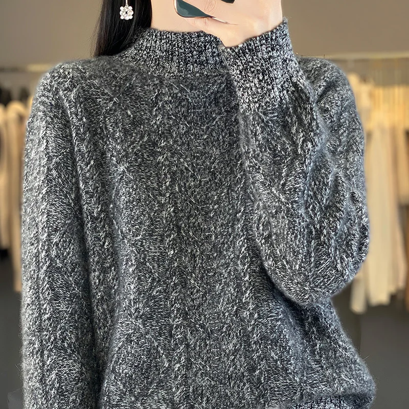 Arrow Fall/winter new 100% Merino wool cashmere sweater Women's O-neck pullover warm bottom knit shirt top