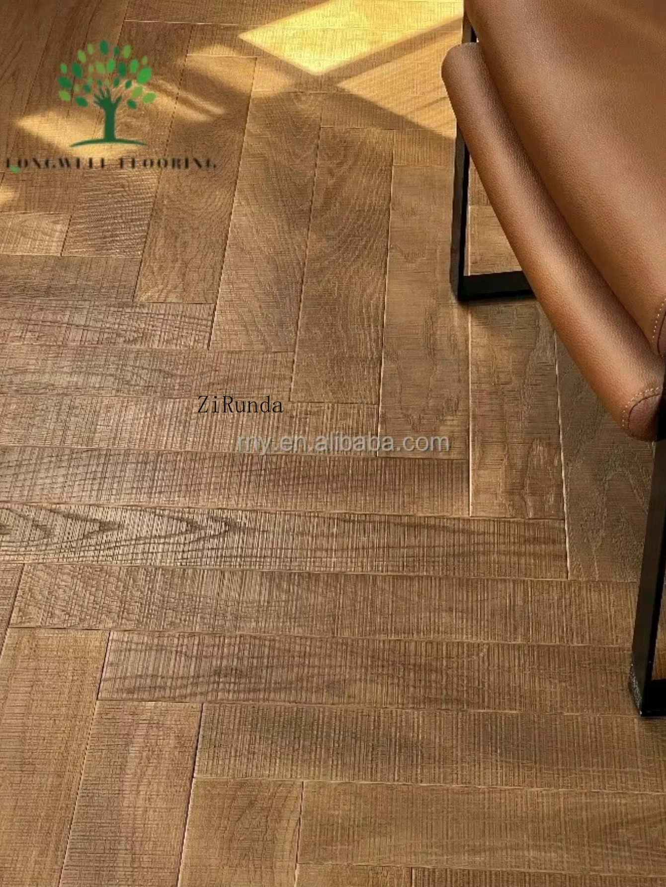 أرضيات هندسية من خشب البلوط الأبيض المصقول بعرض 9 بوصة مع طلاء زيت داخلي مخصص