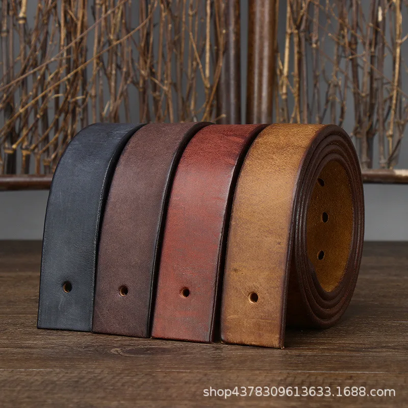 

Headless pin buckle without head belt buckle retro first layer pure cowhide men's belt genuine leather thickened