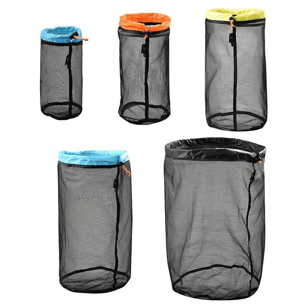 Travel Mesh Storage Bag Ultralight Outdoor Drawstring Stuff Sack Camping Traveling Organizer Hiking Tool Accessories Multi Bags