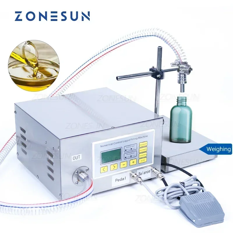

ZONESUN Semi Automatic Single Head Gear Pump Lubricating Oil Edible Oil Essential Filling and Weighing Machine ZS-GP631