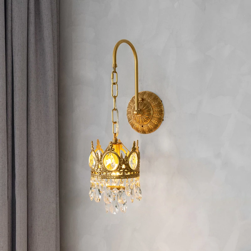 SAROK Wall Lamp Sconce Light Brass Crystal Luxury For Living Room Bedside Office Decor