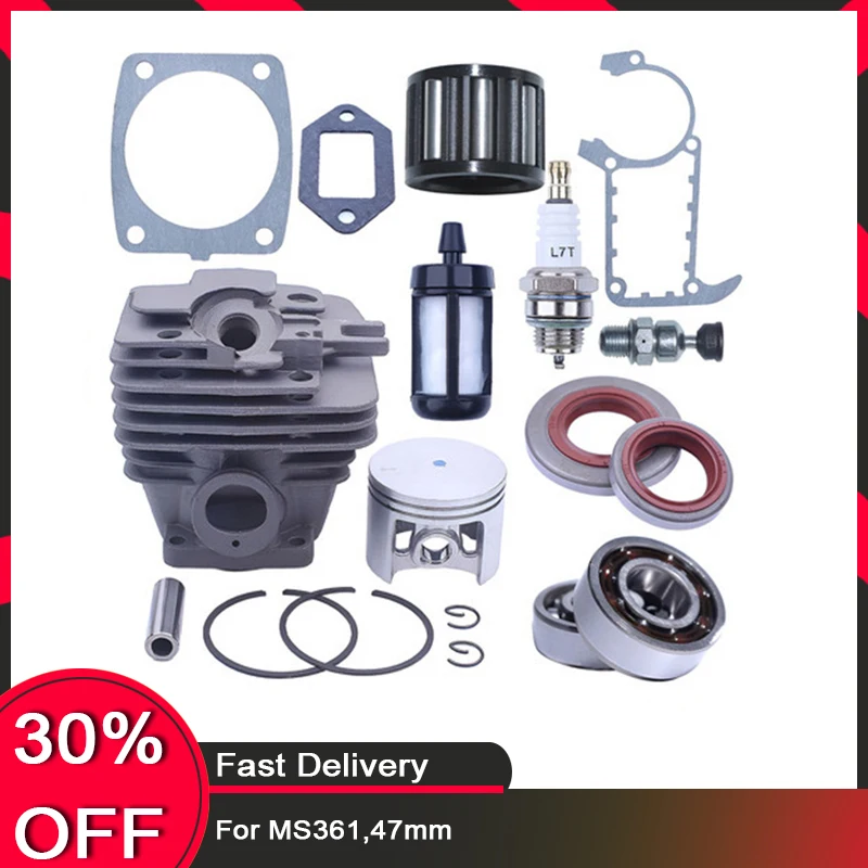 

Chainsaw Cylinder Kit for MS361, 47mm Piston & Crankshaft Bearings & Seals,Part No. 1135 020 1211