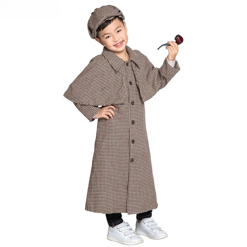 

Хэллоуин erlo Holmes Детективный костюм Детская сценическая одежда Комплект футболки и штанов Традиционный китайский ...