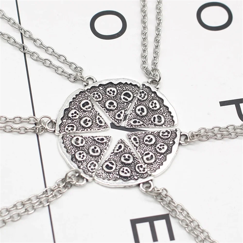 1/6pcs Cute Pizza Necklace for Women Men Fashion Triangle Food Pendant Best Friends Friendship BFF Jewelry For Friends Gifts