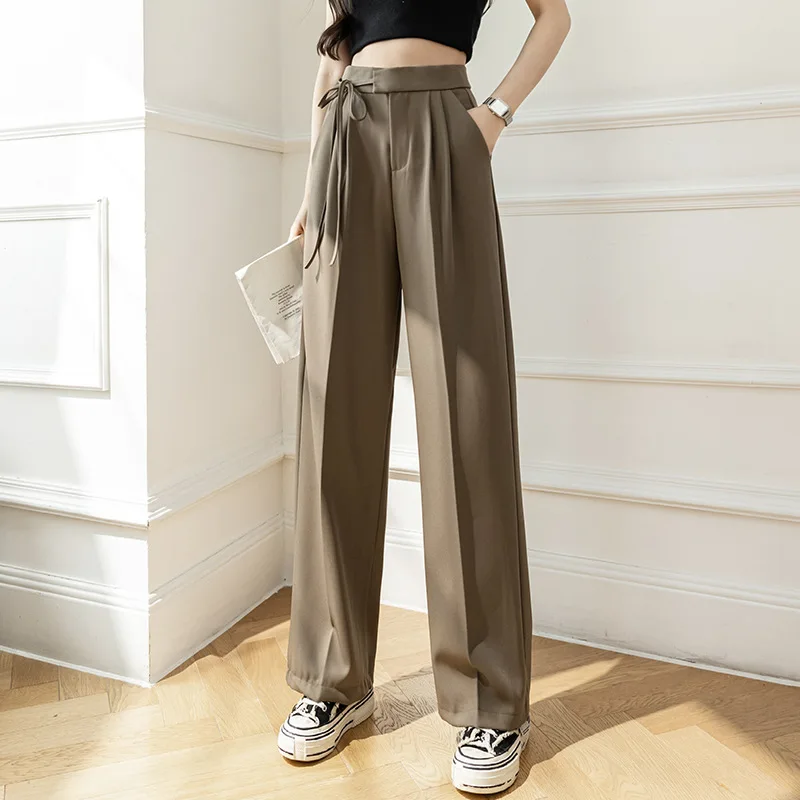 High Waist Wide Leg Suit Pants Women's Casual Drape Loose Straight Floor Length Trousers Fashionable Spring Summer New Arrival