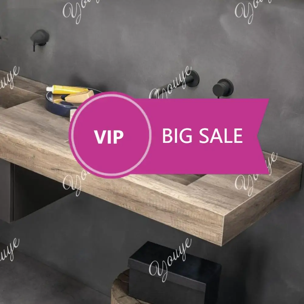 

1 Mid-Century Wall-Mounted Double Vanity: Oak/Walnut With Marble Luxury Stone Top & Undermount Basins - Retro Bathroom