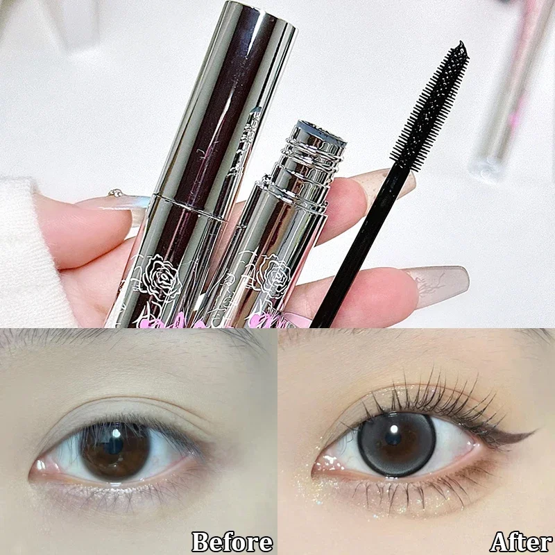 Mascara marrone nero Mascara per ciglia in fibra di seta 5D Curling duraturo Impermeabile Anti-sudore Senza sbavature Allungamento Trucco per ciglia