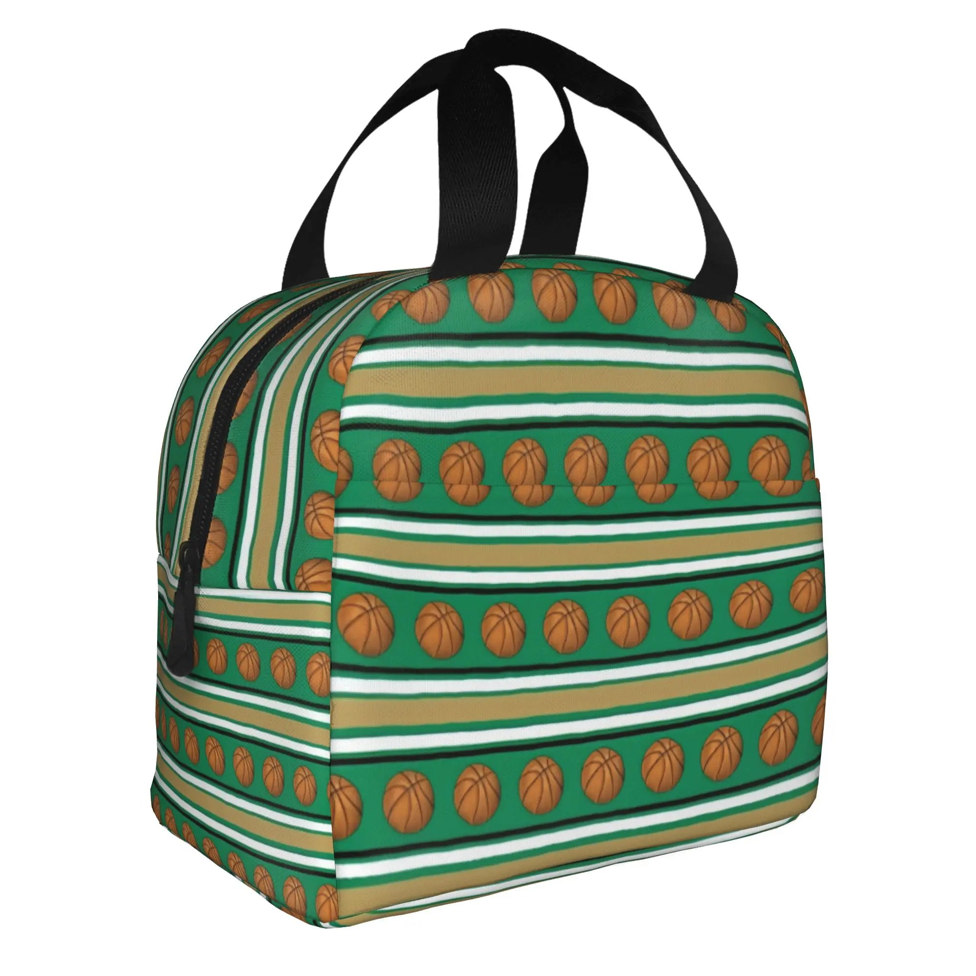 Stripes Basketball Lover Player  Insulated Lunch Bags for Women  Resuable Cooler Thermal Bento Box Outdoor Camping Travel