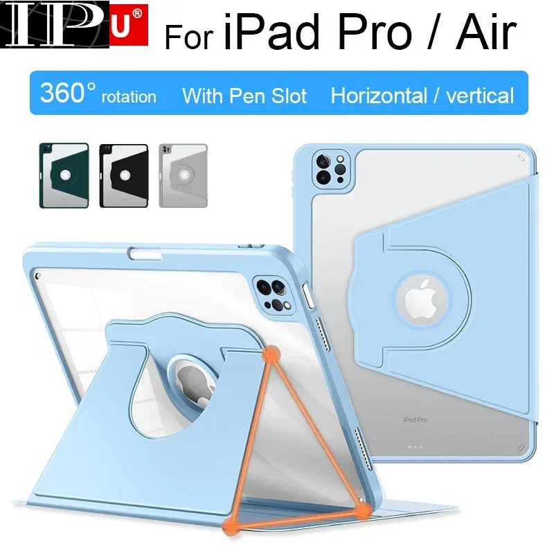 Funda para iPad Air 4 5 de 10,9 pulgadas, iPad Pro 11 2022 2021, funda para tableta con ranura para bolígrafo integrada giratoria 360, soporte Horizontal y vertical