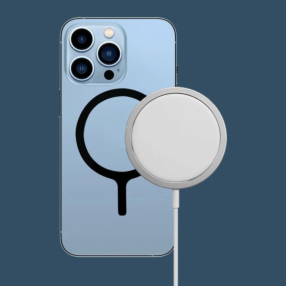 حلقة لاصقة لشحن الهاتف المحمول اللاسلكي Magsafe شاحن لاسلكي مغناطيسي لوحة معدنية لهاتف iPhone 15/14/13/12/11