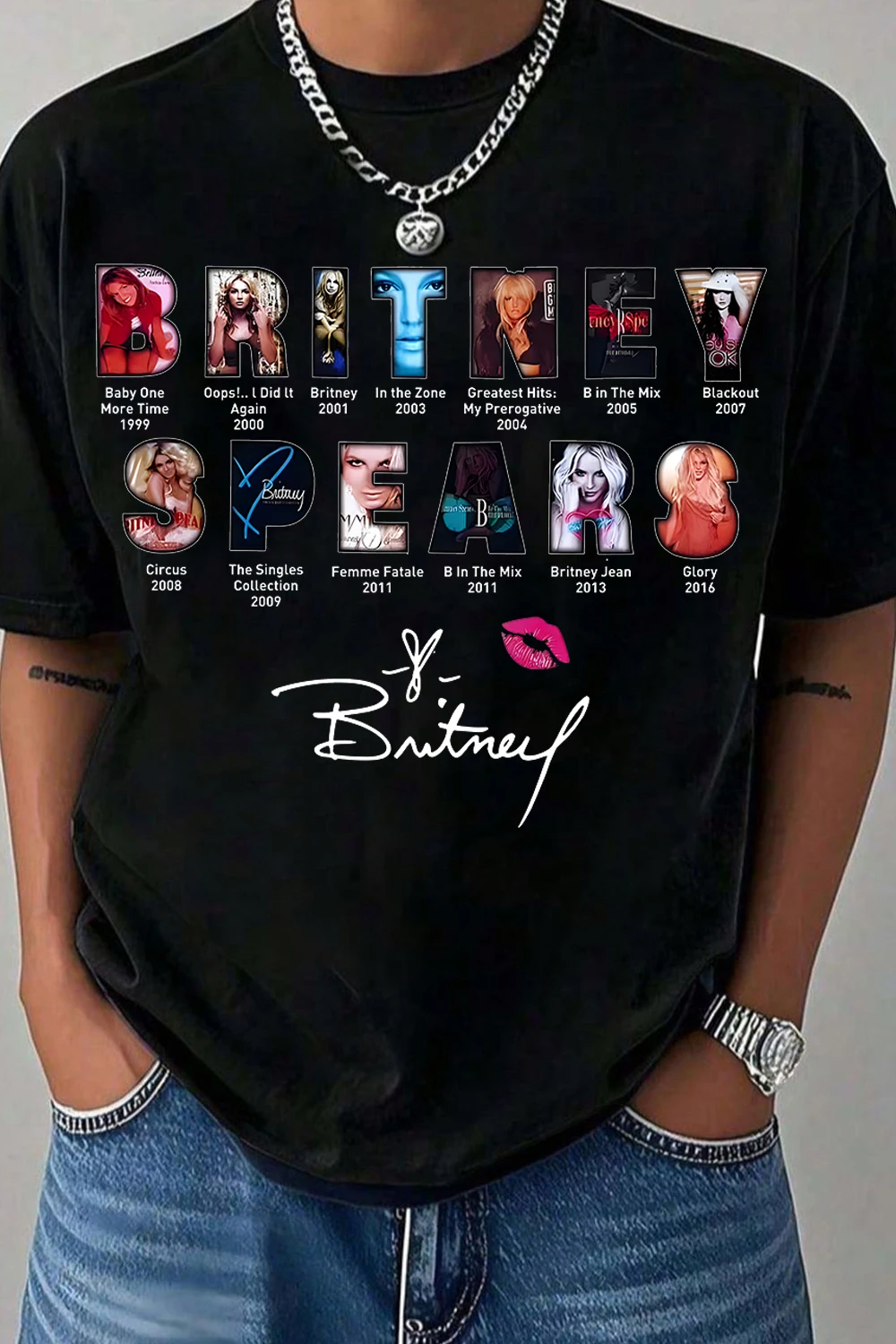 Camiseta de Verano 2026 con Estampado de Britney Spears, de Alta Calidad y a la Moda, Cuello Redondo, para Hombre y Mujer
