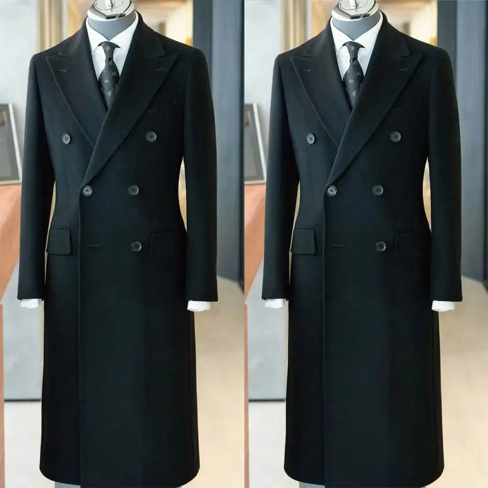 

High Quality Single-breasted dark lapel slim-fit overcoat for autumn/winter,New fashion business dinner leisure coat.