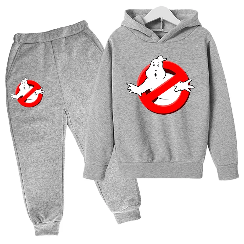 Fashion Anime Casual Children\'s Hoodie +pants Boys Girls Sweatshirt Set Toddler 3-12 Year Clothing Kids Ghostbusters Coat