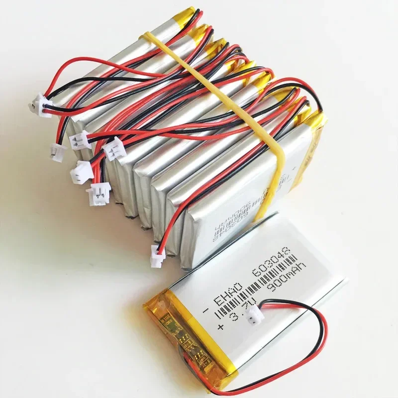 

10 x PCS 3.7V 900mAh Lithium Polymer LiPo Rechargeable Battery 603048 + JST 1.25mm 2pin Plug For Mp3 GPS Bluetooth Camera