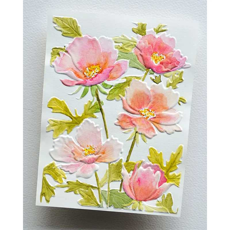 New 3d Relief Plastic Embossed Folders Such As Roses, Hummingbirds, Honeysuckles, Anemone Bouquets, Peonies, Ocean Treasures, Et