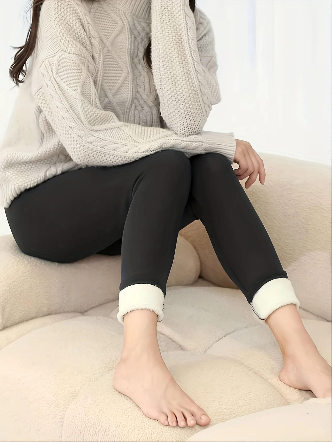 Thermo-Leggings für Damen, Winter, warm, hohe Taille, Einfachheit, warme Hosen, modisch, schwarz, Elastizität, Herbst, Samt, bequeme Leggins – Detail 7