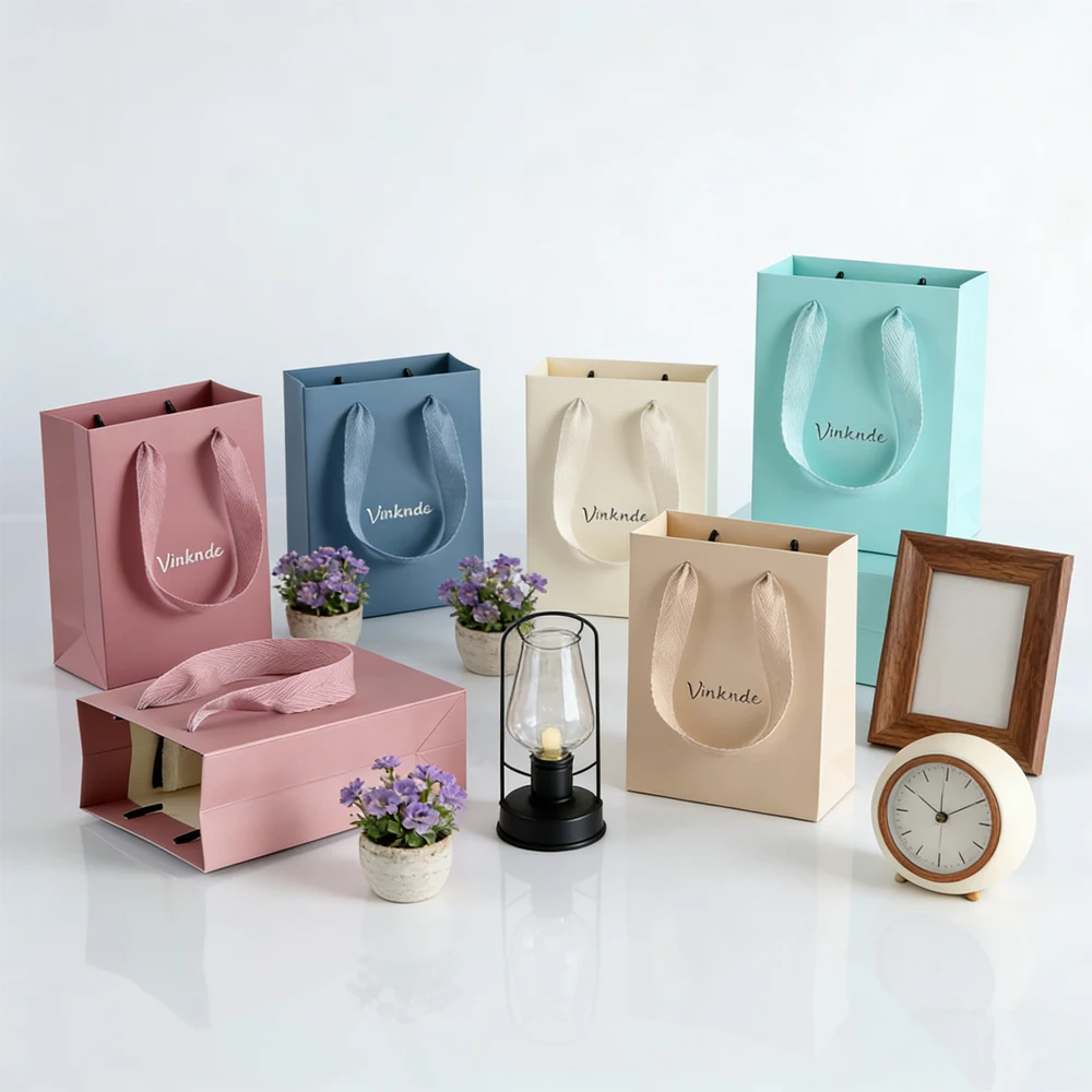 

100Pcs 15x6x20cm Paper Tote Bags Wedding Gift Shopping Packaging Bag Custom Logo Small Jewelry Cosmetic Flowers Organizer Boxes