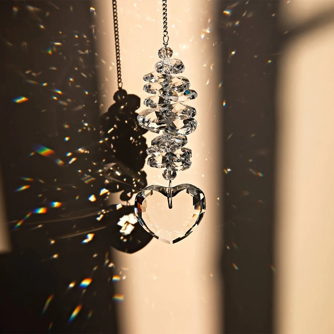 1pc Suncatcher Decor - Heart Crystal Ball Prism Pendant Suncatcher Hanging Window Home Decor (Clear)