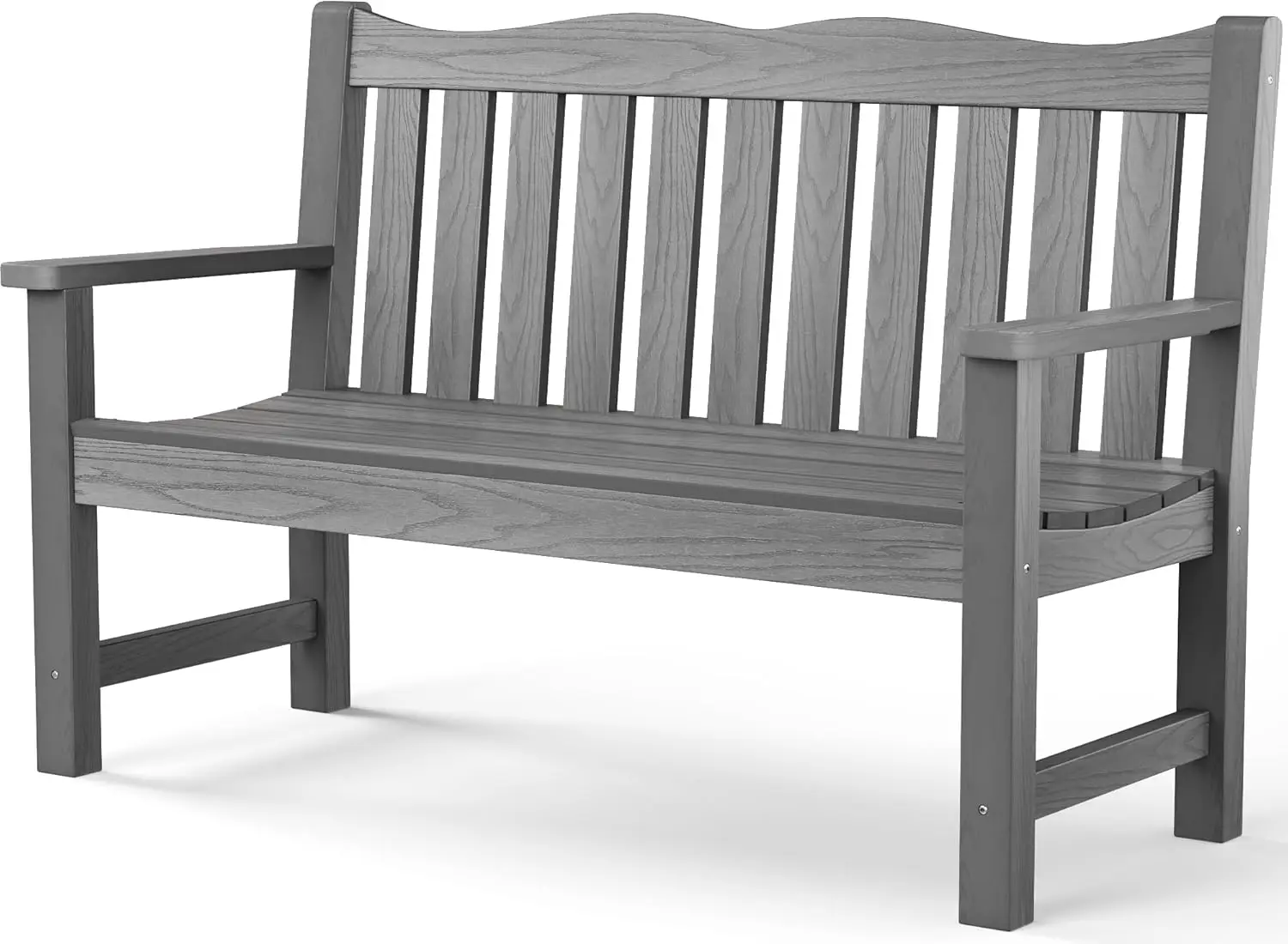 Outdoor Bench 2-Person Garden Benches for Outdoors, Waterproof HIPS Patio Bench 800 lbs Weight Capacity Never Rot or Fade Grey