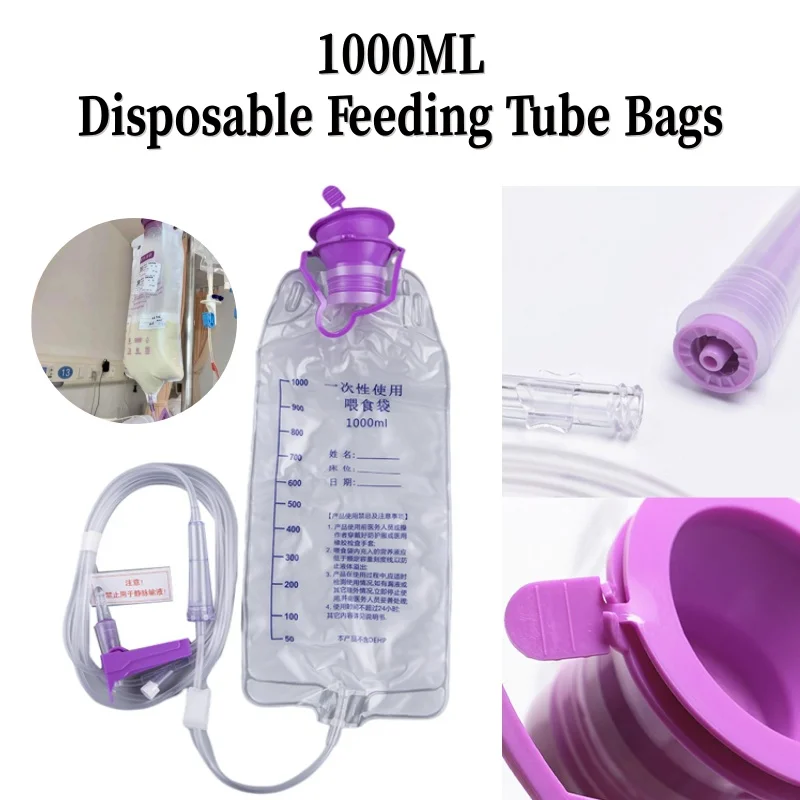 Bolsa de alimentación médica de 1000ML, bolsa de suministro de nutrición enteral, bomba de gravedad nutritiva de alimentación Nasal, bolsa de tubo transparente