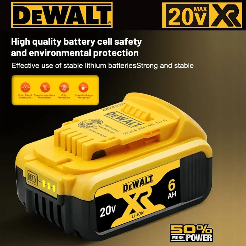 

100% Original DeWalt 20V 6.0Ahh MAX Battery Power Tool Replacement For DCB184 DCB181 DCB182 DCB200 Battery.