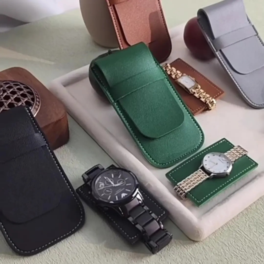 Watch Storage Bag Portable Soft PU Shockproof Wrist Watch Mechanical Watch Protective Bag Dustproof Scratch Resistant