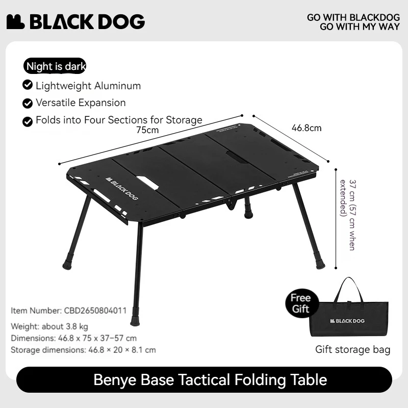 BLACKDOG Tactische Opvouwbare Tafel Aluminium IGT Tafel Buiten Picknick Strand Draagbare Multifunctionele Tafel Snel met Opbergtas
