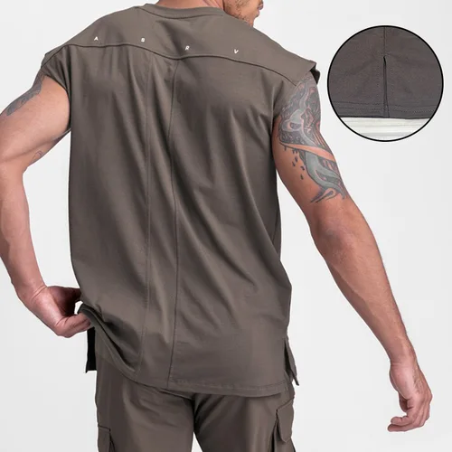 Imagen 2 del producto Camiseta sin mangas informal de verano para hombre, camiseta sin mangas para gimnasio, Fitness, secado rápido, chaleco deportivo, camiseta interior, ropa de culturismo masculina