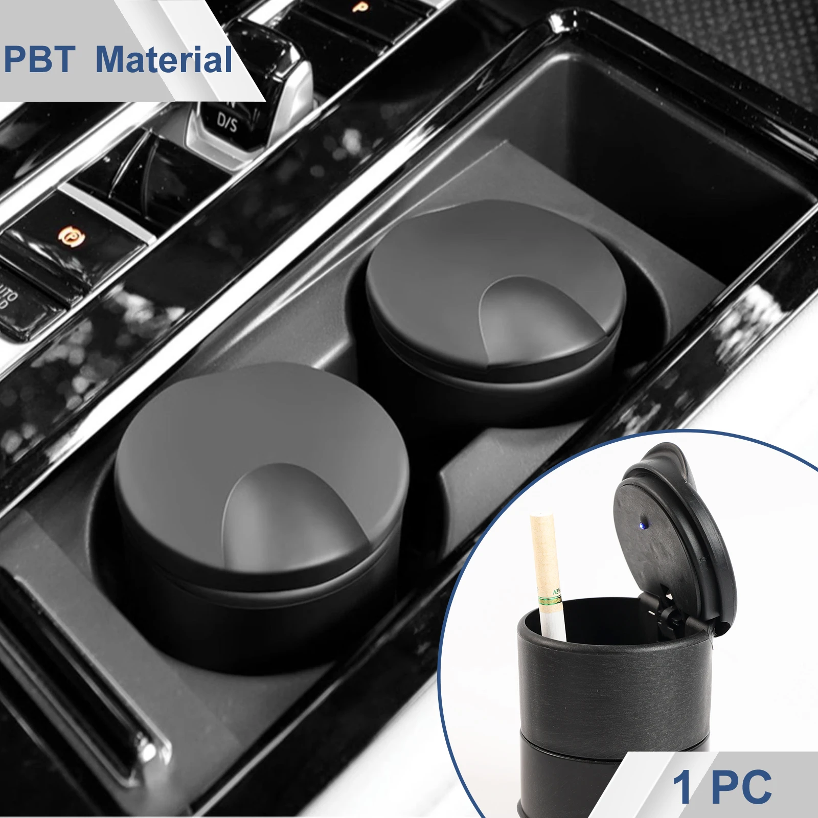 Reusable Portable Car Ashtray Holder LED Light Design High Flame Retardant PBT Plastic For Home Business Indoor Interior Styling