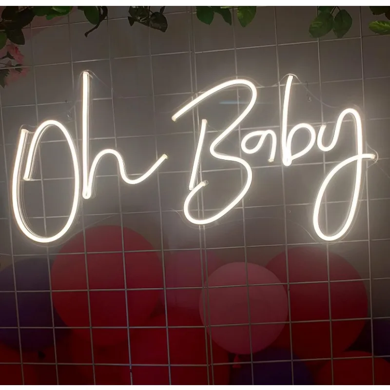 

Oh Baby Neon Sign for Wall Decor Dimmable Decorations Birthday Party Wedding Decor (Cool white (14.2 x 7.9 inches))5V USB