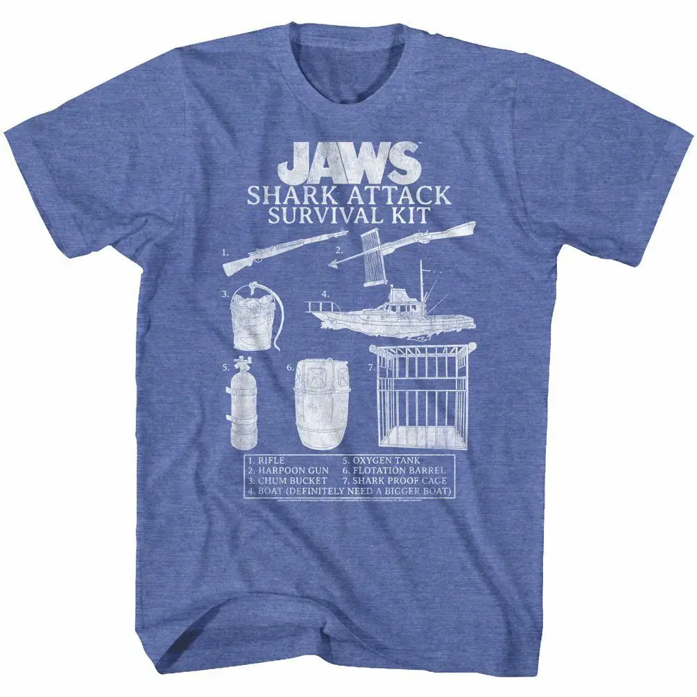 Jaws Survival Kit Royal Heather Adult T Shirt