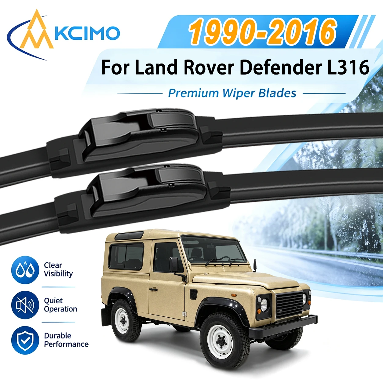 Fast Install Front Wiper Blades For Land Rover Defender L316 1990-2016, Silent Scratch Free No Noise Smooth Clean Long Lasting