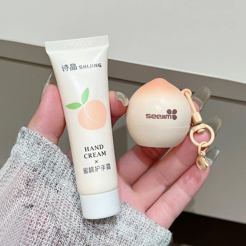 Moisturizing Lip Balm Hand Cream Set Peach Strawberry Nut Winter Defense Against Chapping Cracking Soothing Repair Fine Line