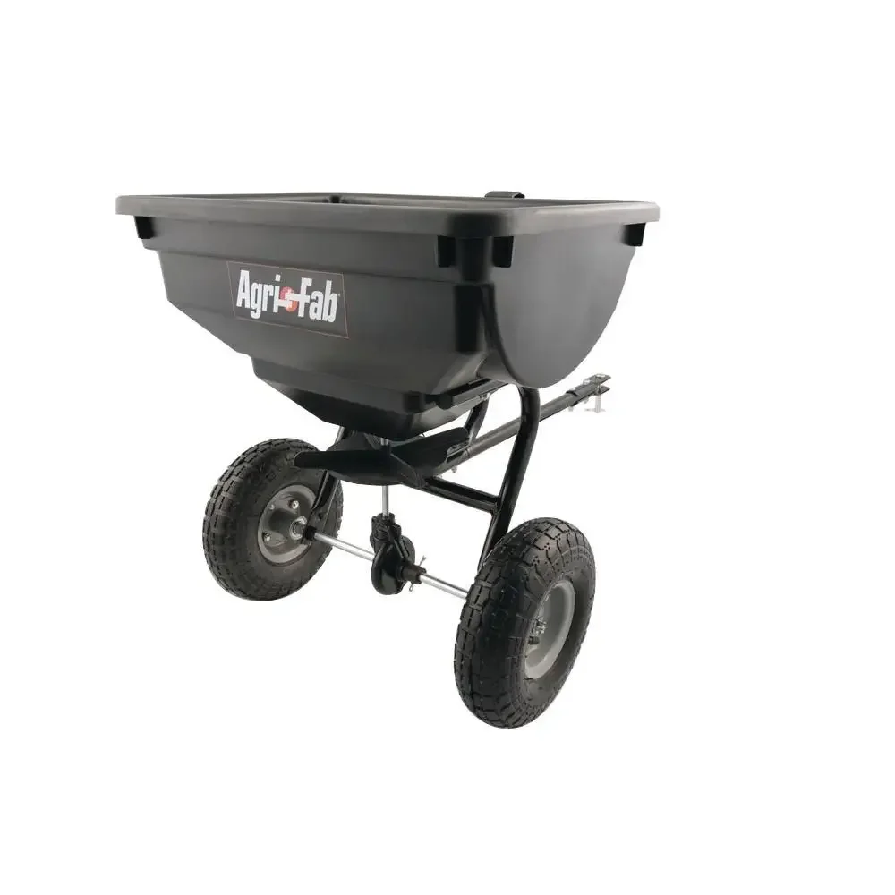 Tow-Behind Broadcast Spreader 85Lb Capacity 10Ft Spread Width 10 Pneumatic Wheels Heavy Duty Garden Lawn Fertilizer Seeder