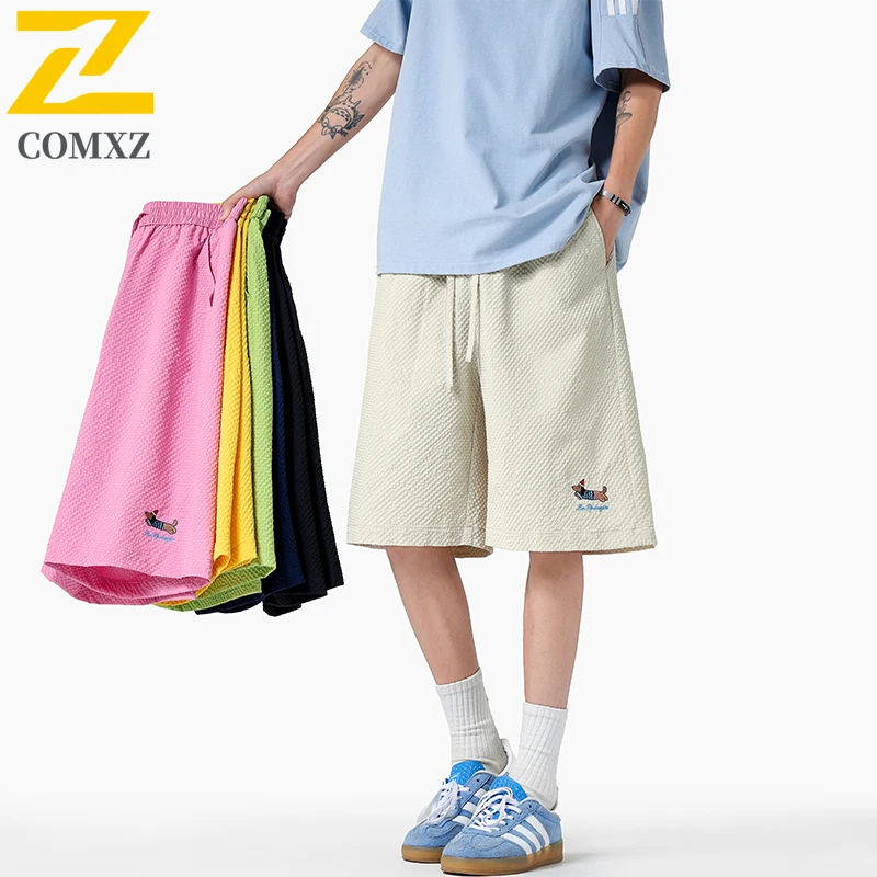 2025 Summer Casual Shorts Men's Women's Japanese-style Dopamine Embroidered Loose Sports Shorts Male Daily Gym Drawstring Shorts