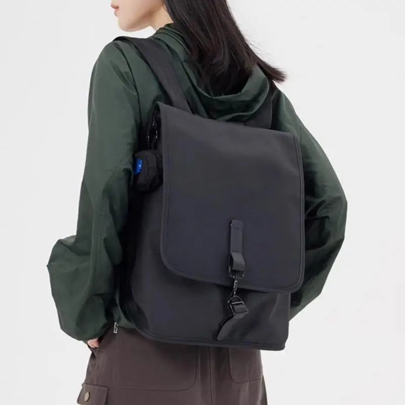 

Nordic Style Waterproof Nylon Metal Buckle Square Large Capacity Simple Casual Versatile Backpacks For Both Men And Women Trendy