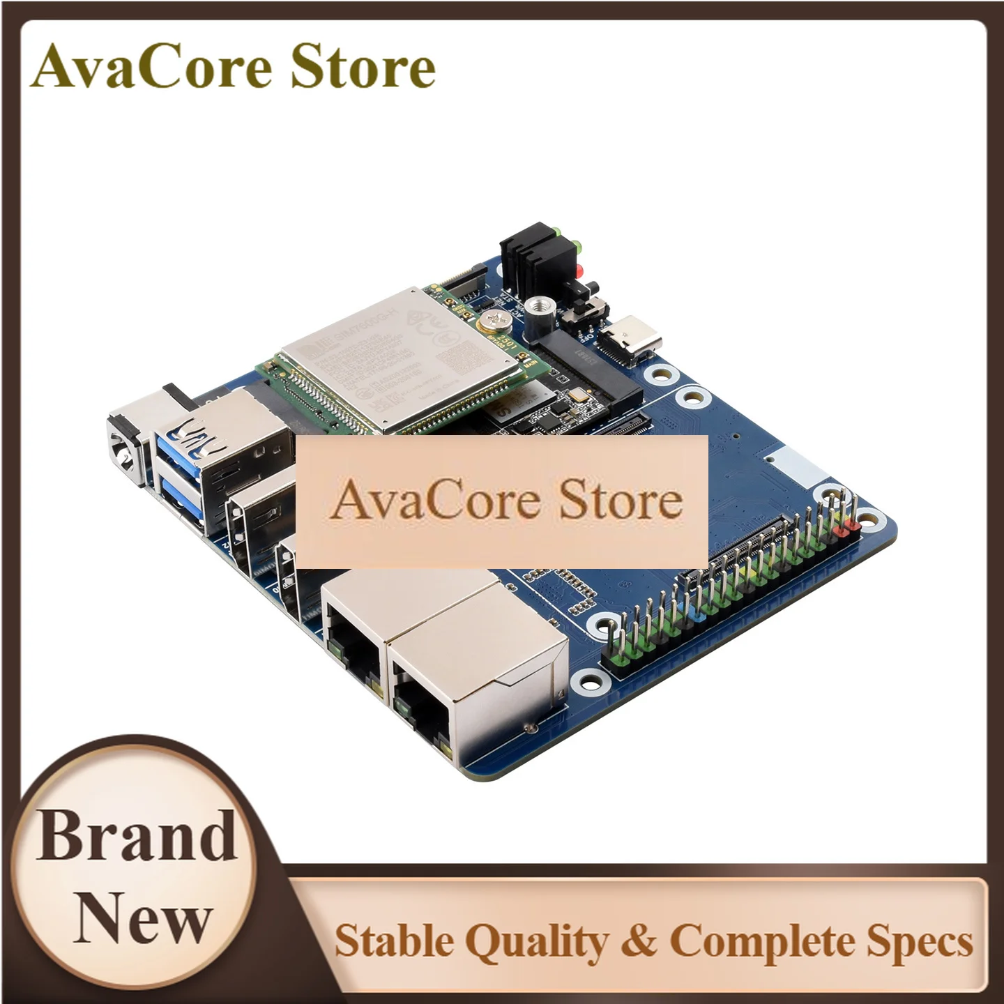 AvaCoreWaveshare Dual Ethernet Base For RPi CM5: 4G/5G Support, Dual 4K Display & MIPI Interfaces
